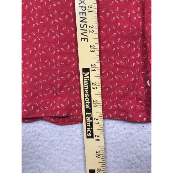 Toscano Silk Blend Button Shirt Mens Medium Red Geometric Short Sleeve Casual - Picture 12 of 13